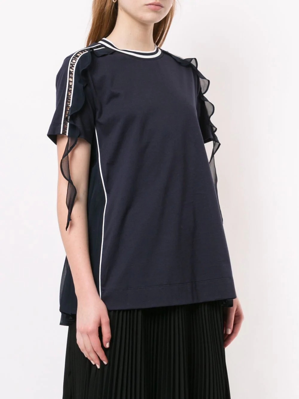 organza ruffle detailed T-shirt - 3