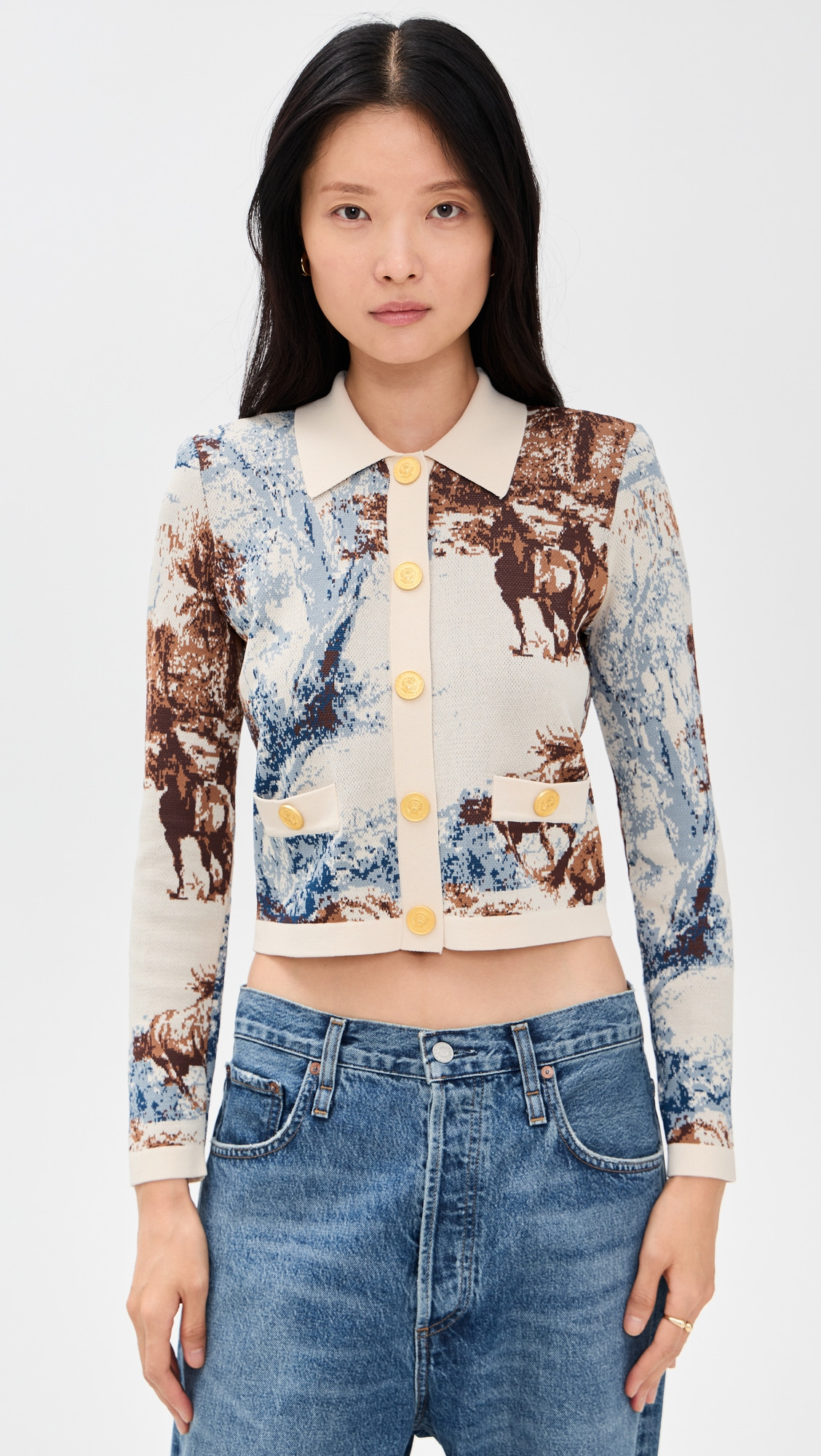 Osiris Jacquard Collared Cardigan - 6
