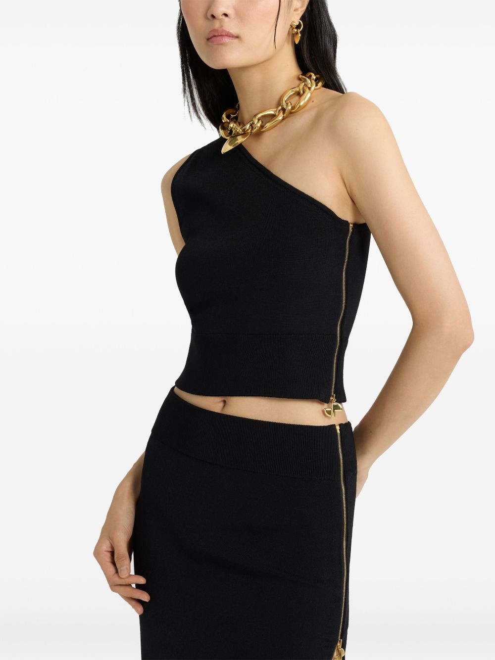 one-shoulder knitted top - 4