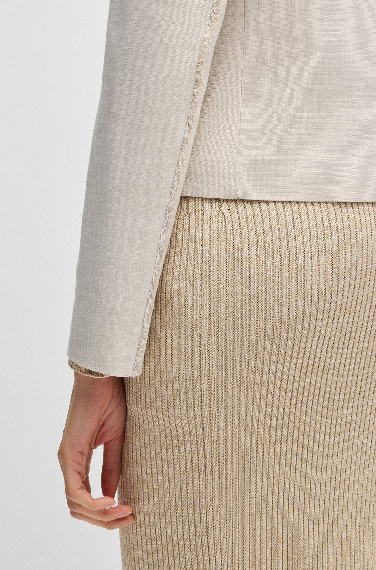 REGULAR-FIT BLAZER IN MELANGE STRETCH FABRIC - 6