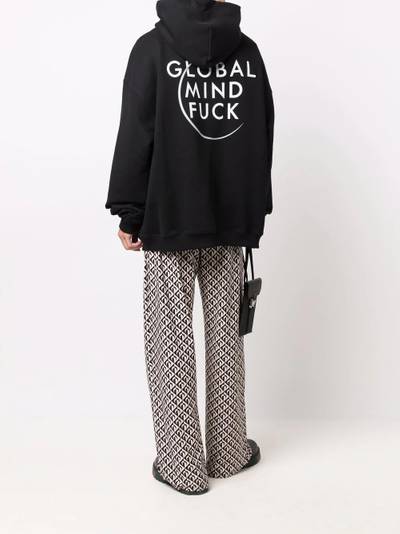 VETEMENTS Global Mind-print fleece hoodie outlook