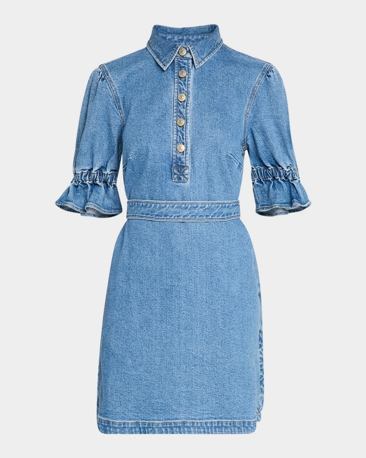 Nataly Denim Puff-Sleeve Mini Dress - 1