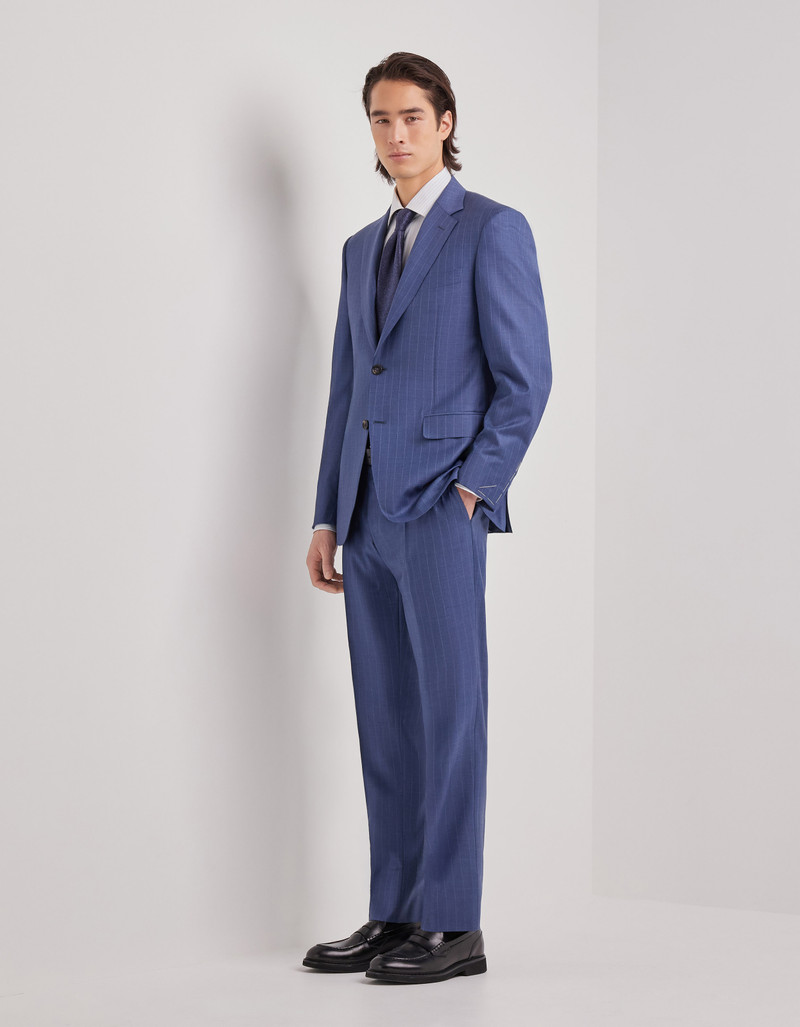 LIGHT BLUE DENIM-EFFECT WOOL REGULAR-FIT SUIT 39
