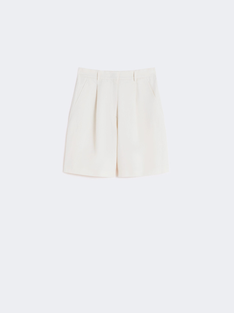 ECUBA Cotton and linen canvas Bermuda shorts - ECRU 1