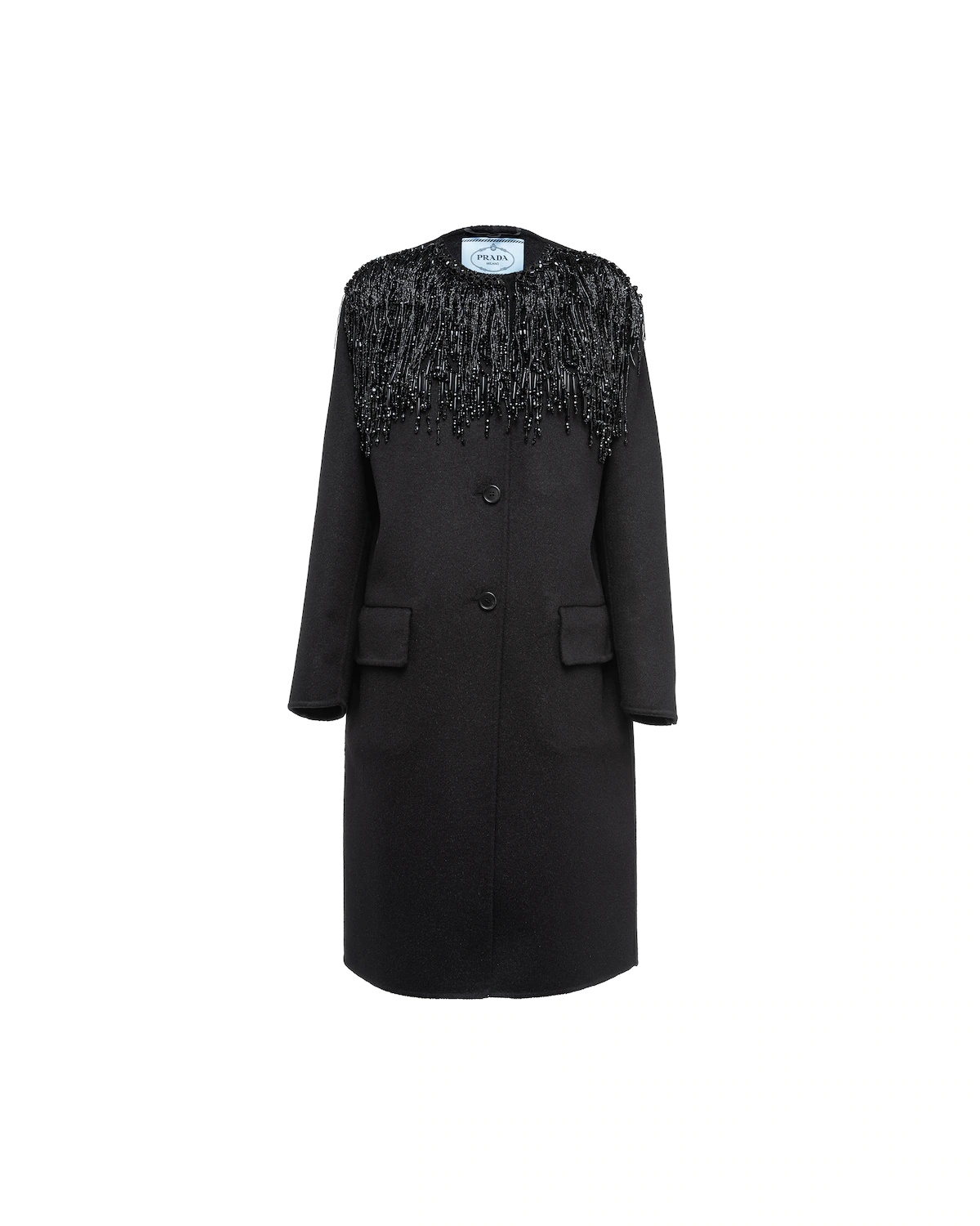 Single-breasted embroidered cashgora coat - 1