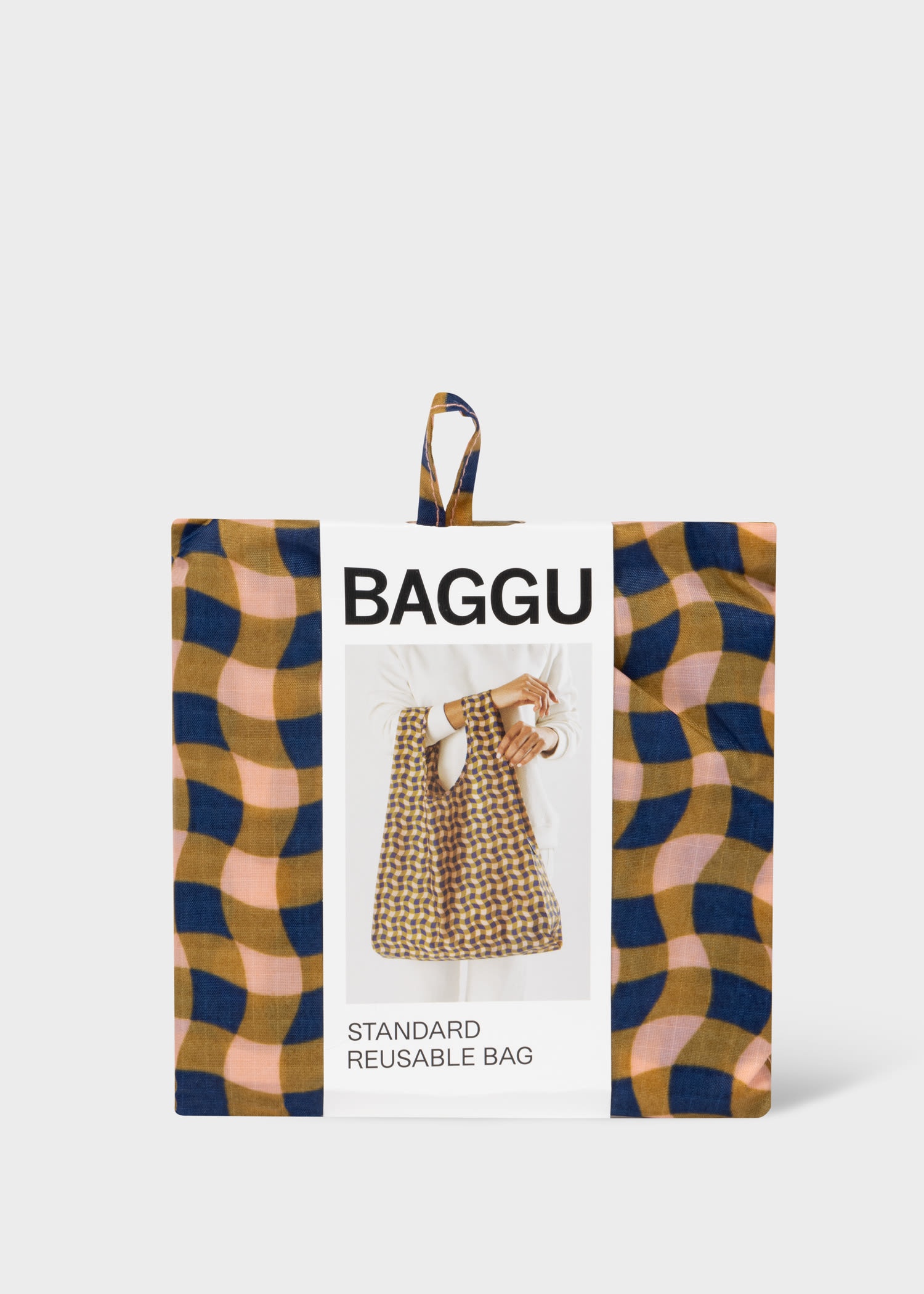 BAGGU Peach Wavy Gingham Standard Reusable Bag 1