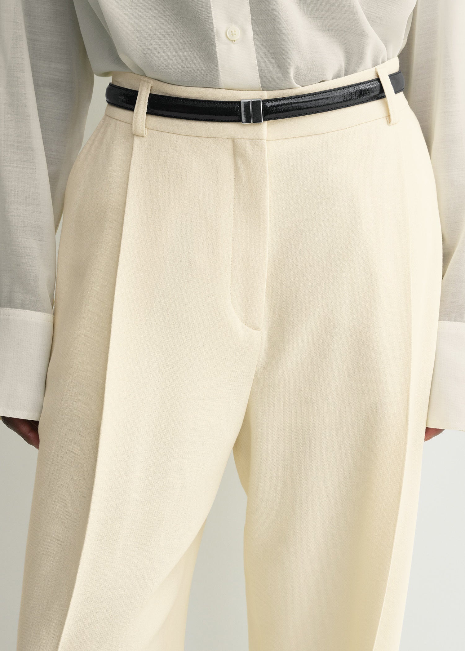Pleated straight trousers butter - 6