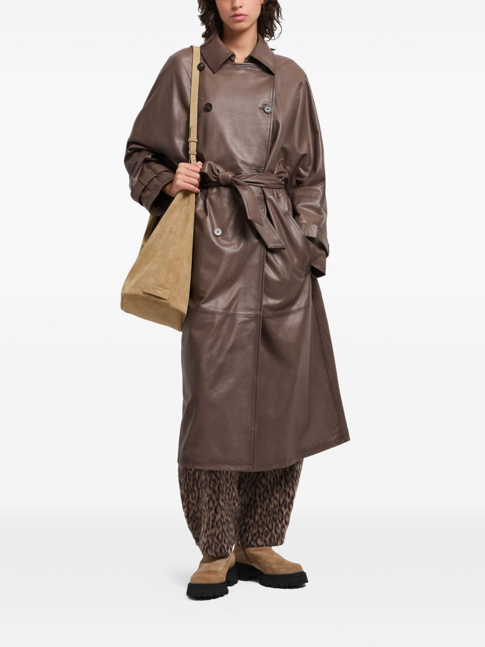 double-breasted belted trench coat - 2