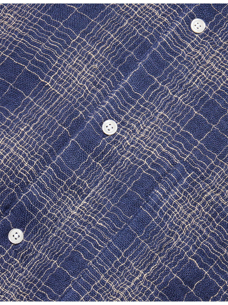 Checked Short-Sleeve Cotton and Linen-Blend Shirt 6
