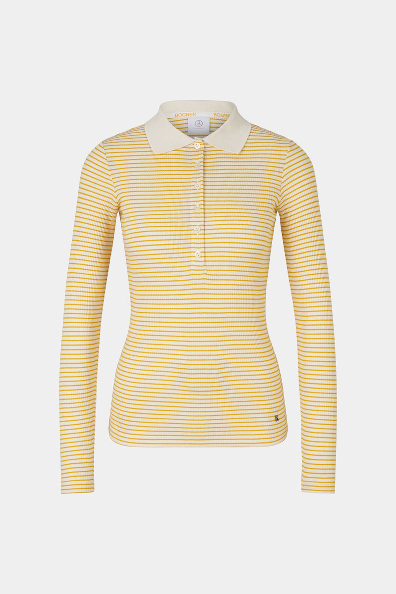 Reny Longsleeve polo shirt in Mustard yellow/Sand 1