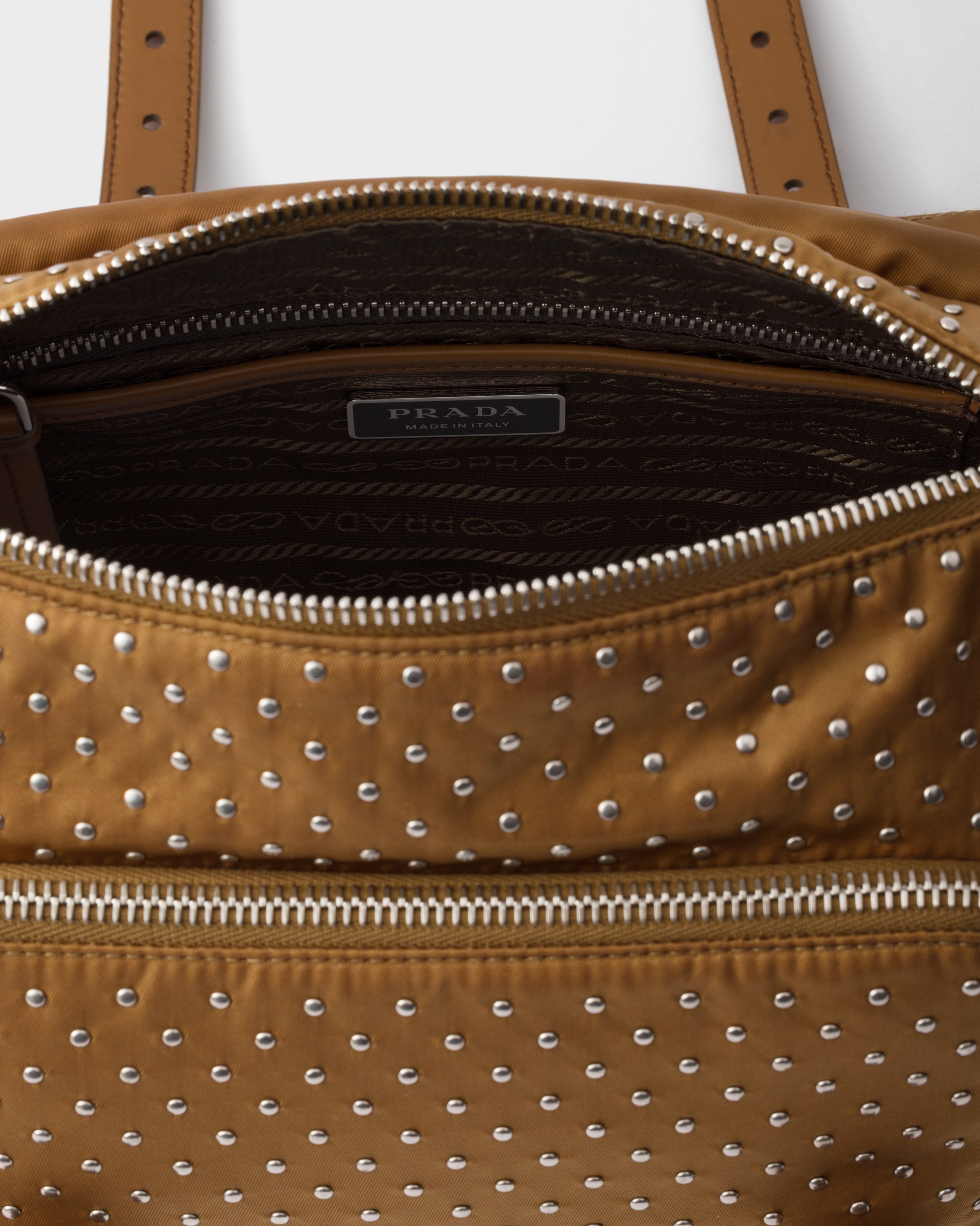 Re-Nylon shoulder bag with studs - 4