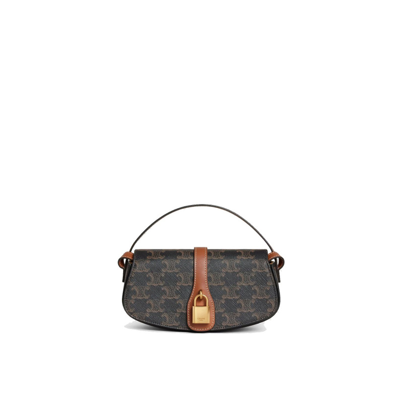 CELINE Clutch On Strap Tabou In Triomphe Canvas And Calfskin in Tan outlook