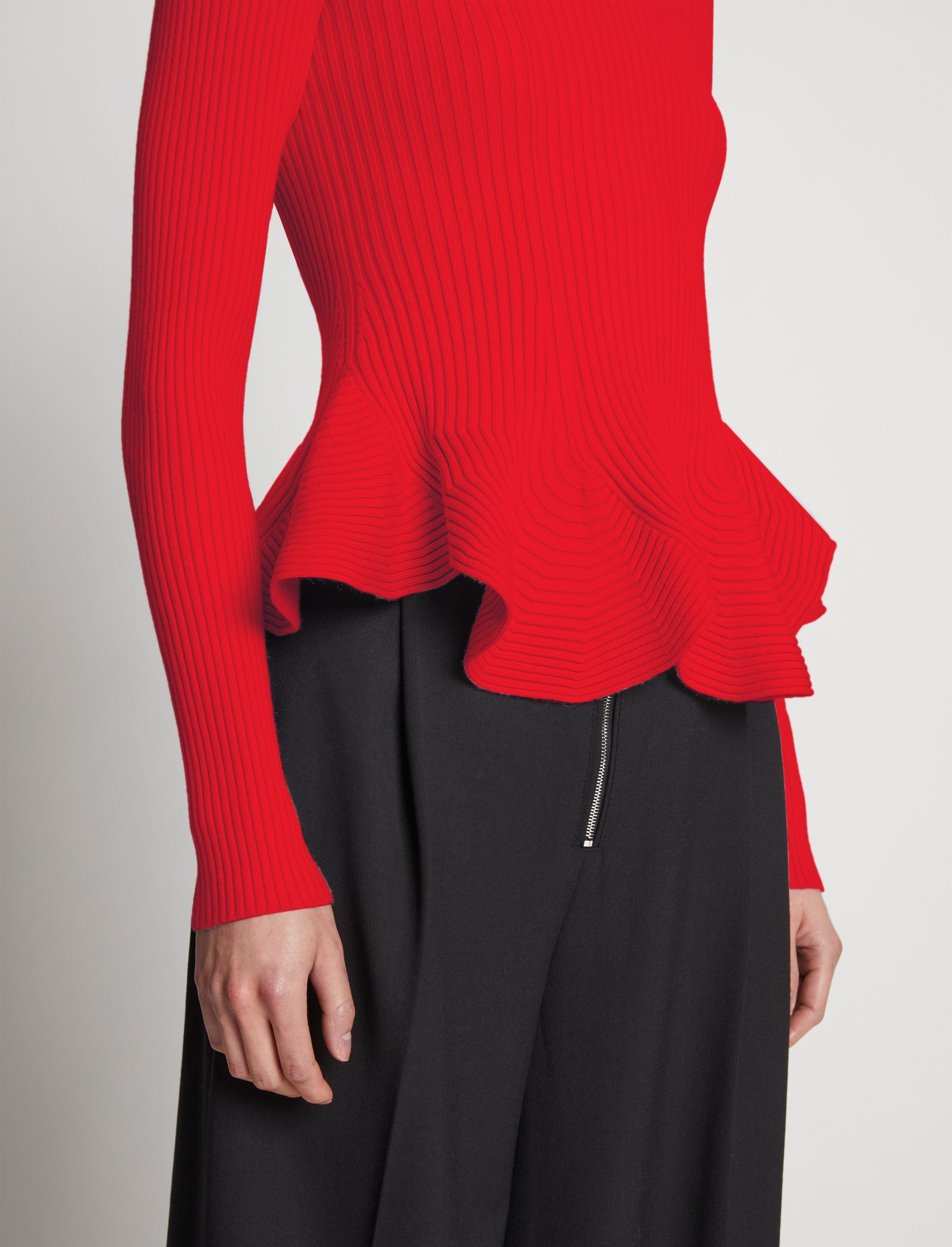 Fluted Rib Knit Peplum Sweater - 6