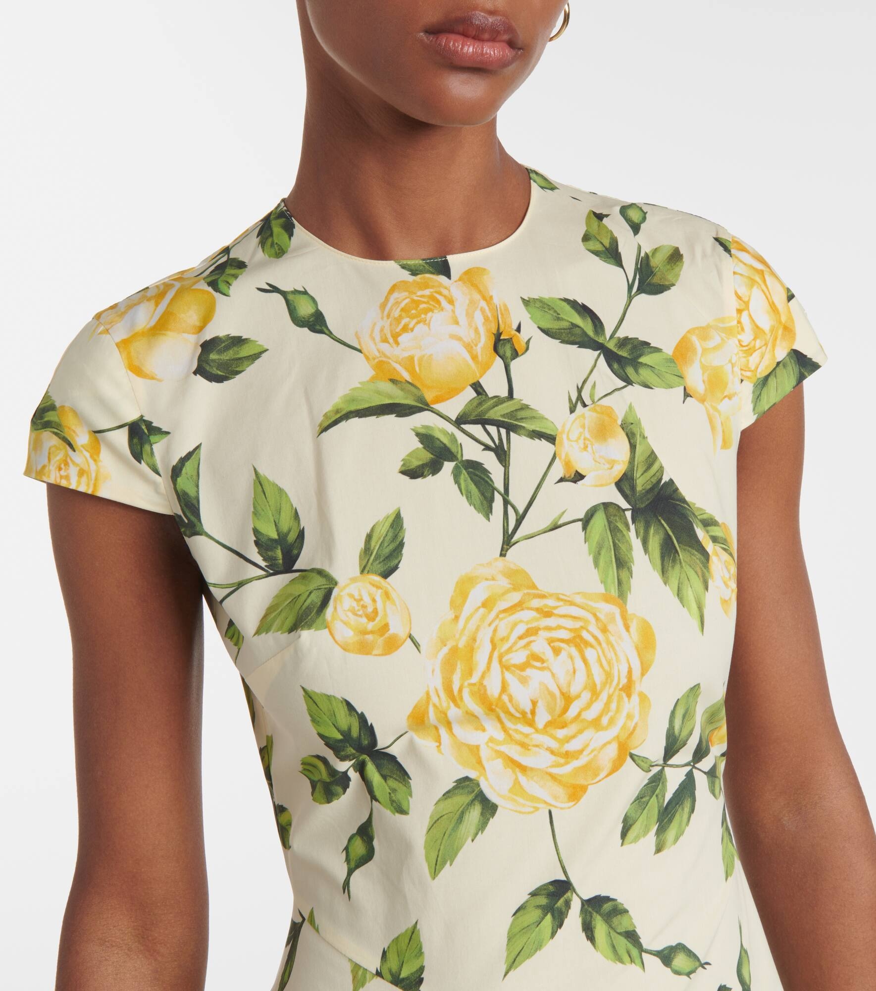 Floral cotton-blend poplin midi dress - 4