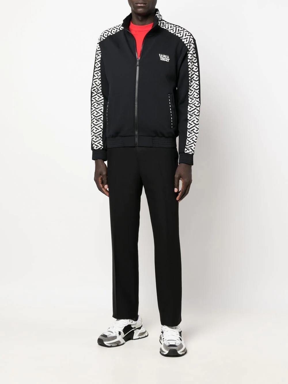 Greca-print zip-up track jacket - 2