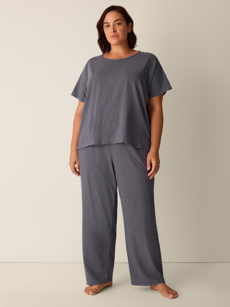 Mini Stripe Organic Cotton Jersey Sleep Set 6
