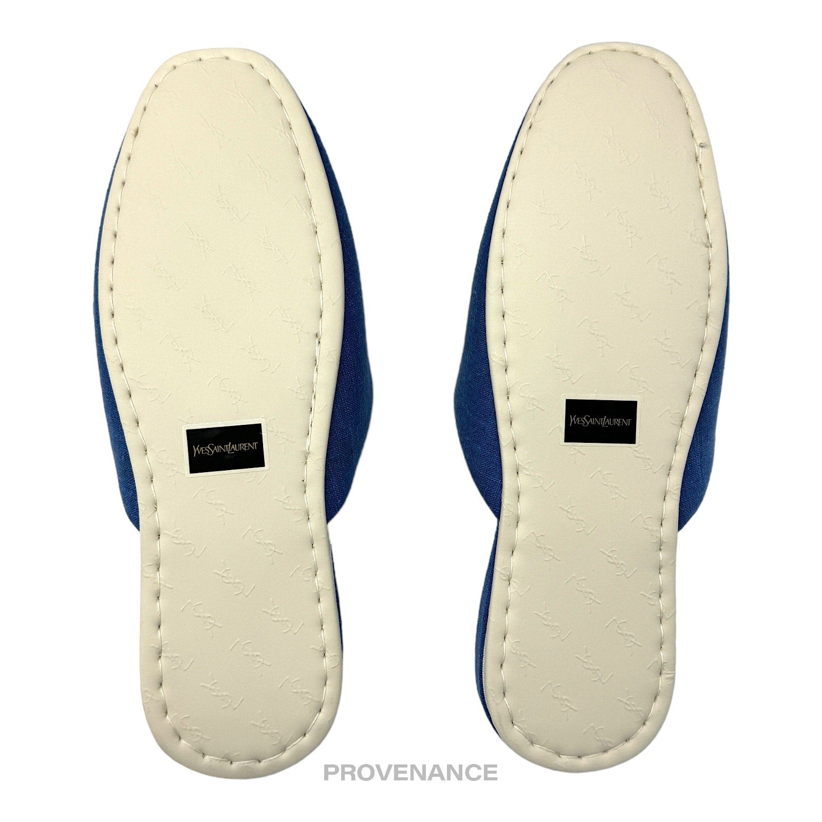 Yves Saint Laurent YSL Logo Slipper - Blue Canvas - 6