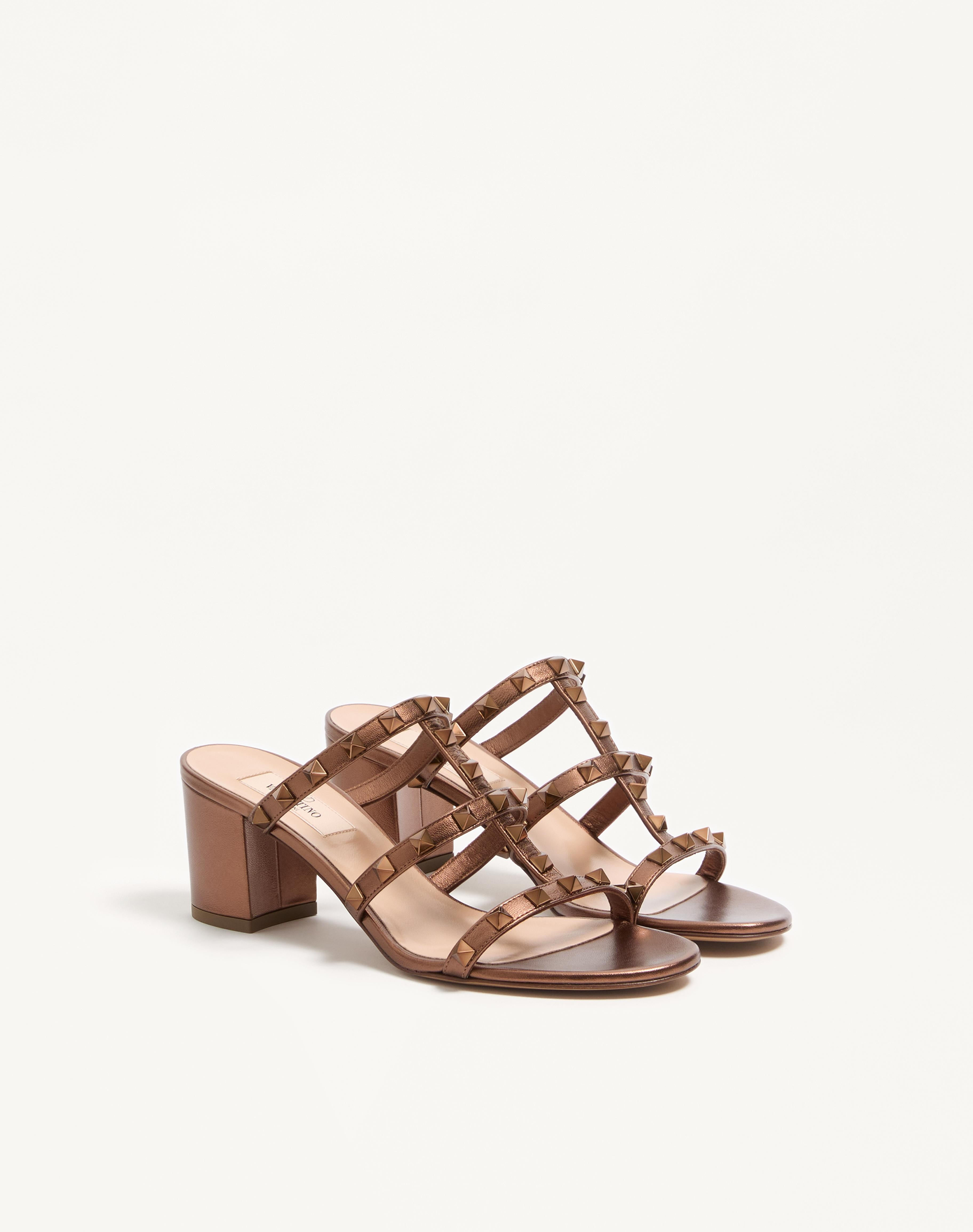 ROCKSTUD METALLIC CALFSKIN LEATHER SLIDE SANDAL 60 MM - 3