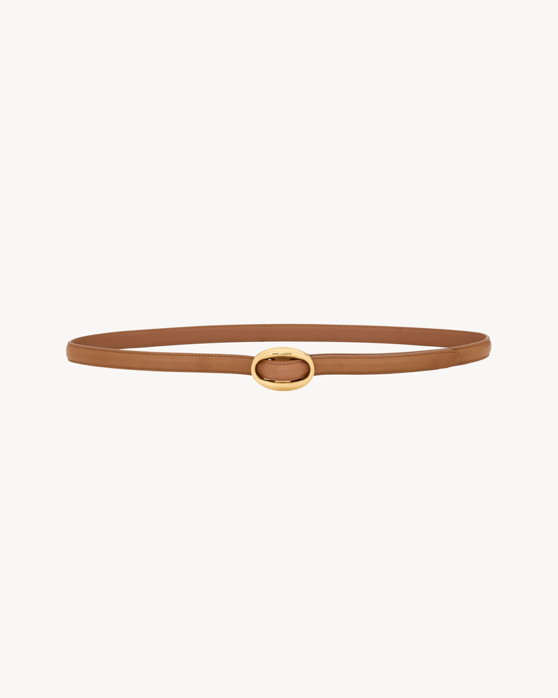 SAINT LAURENT OVAL BUCKLE THIN BELT IN LEATHER outlook