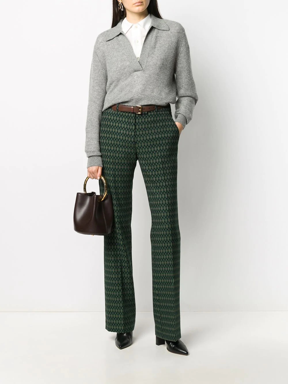 diamond pattern tailored trousers - 2