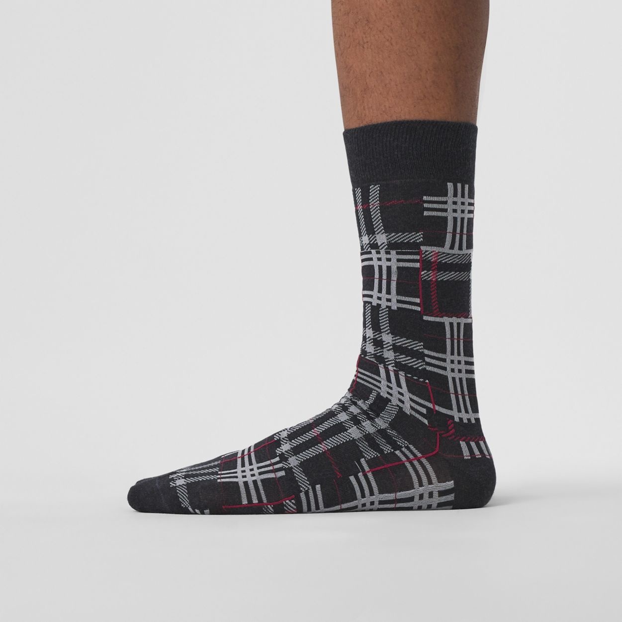 Patchwork Check Cotton Cashmere Blend Socks - 3