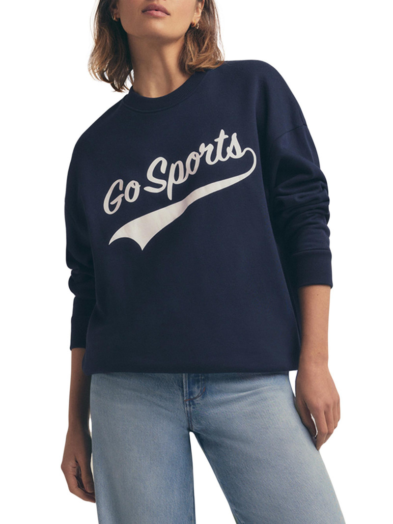 Women's Go Sports Cotton-Blend Sweatshirt - Navy 4