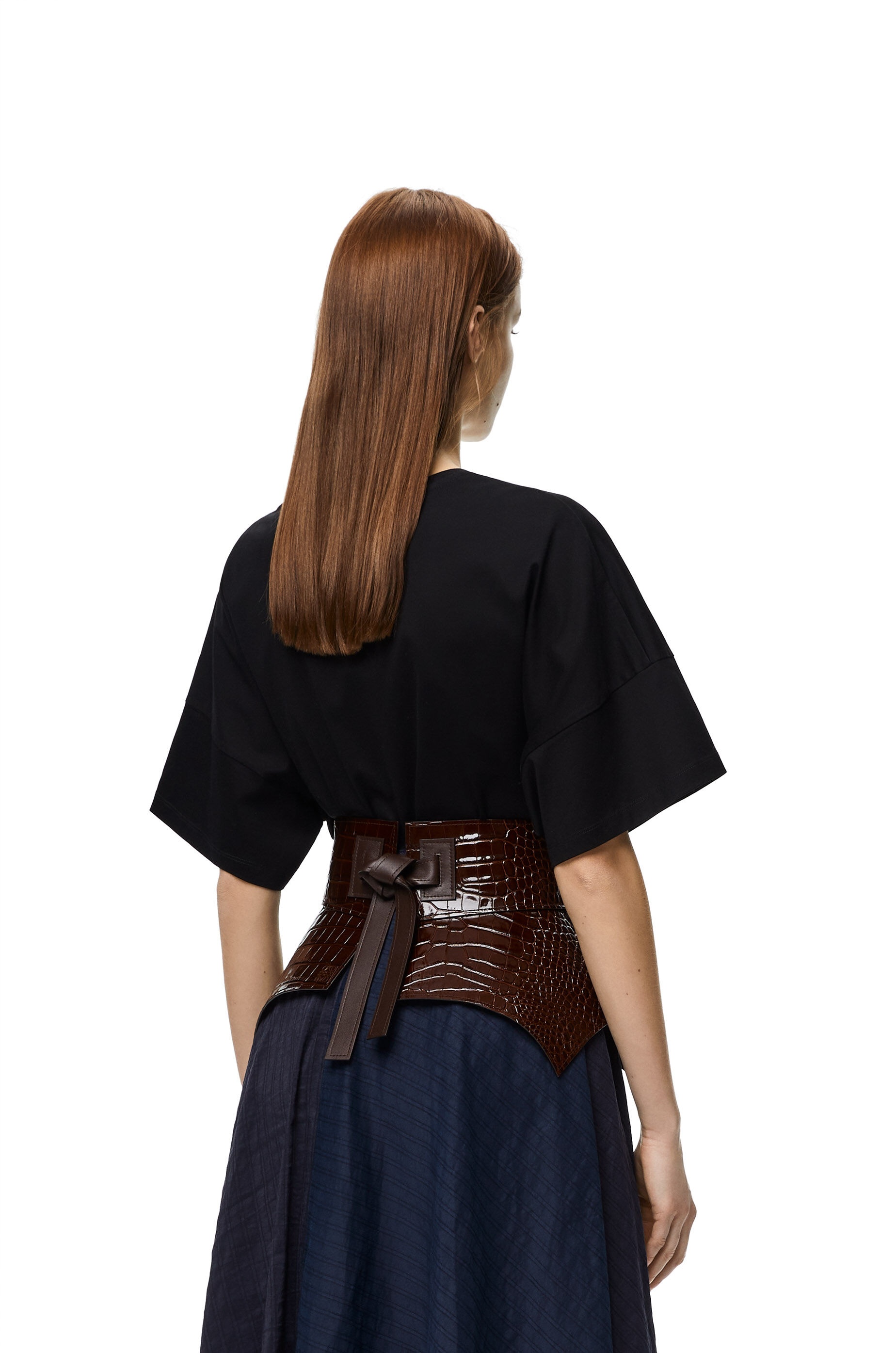Croc embossed obi belt in calfskin - 3