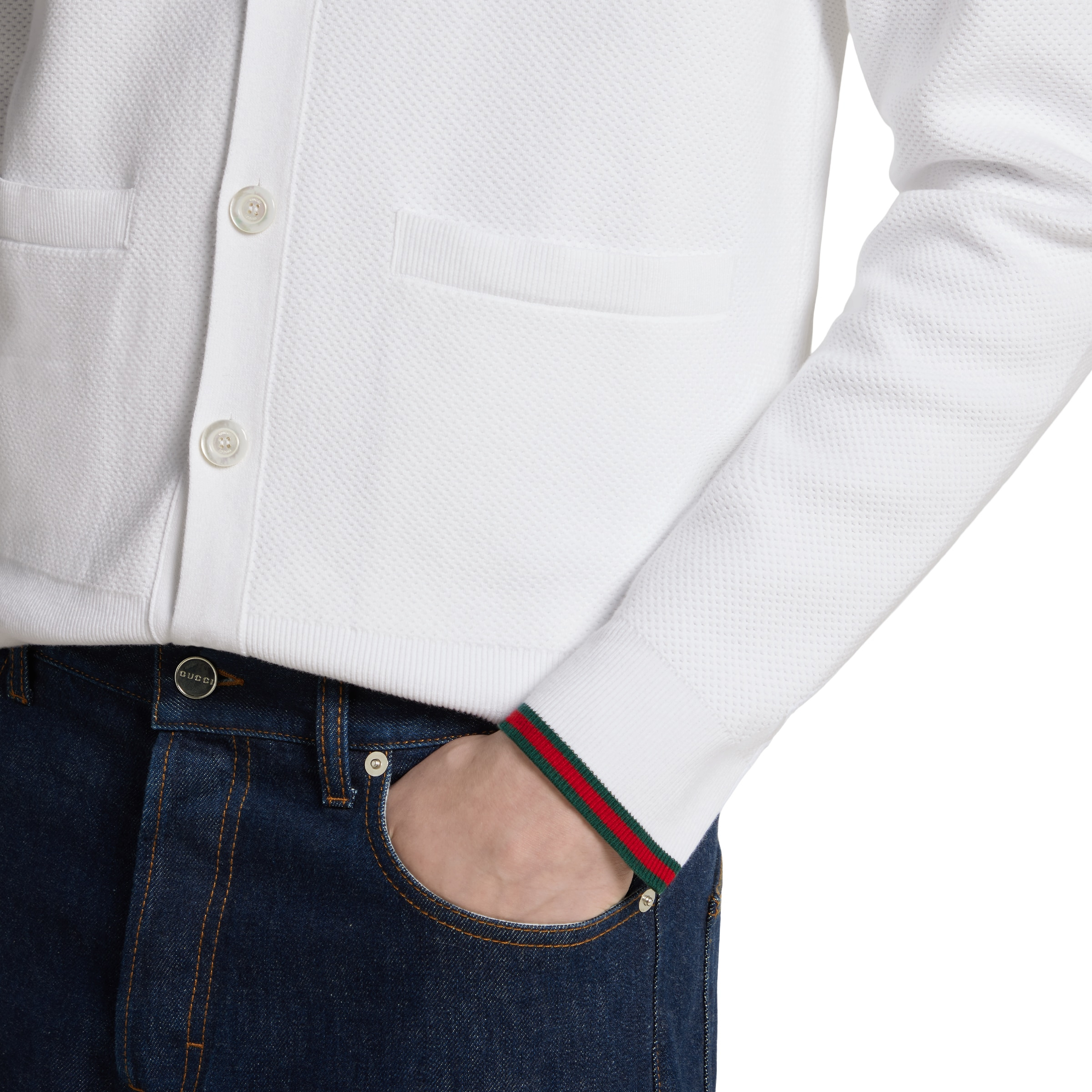 Cotton piquet knit cardigan - 5
