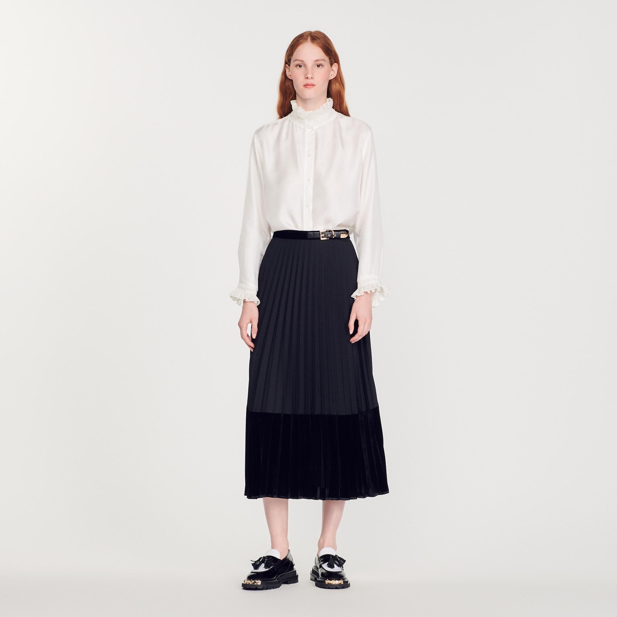 Long pleated wrapover skirt - 3