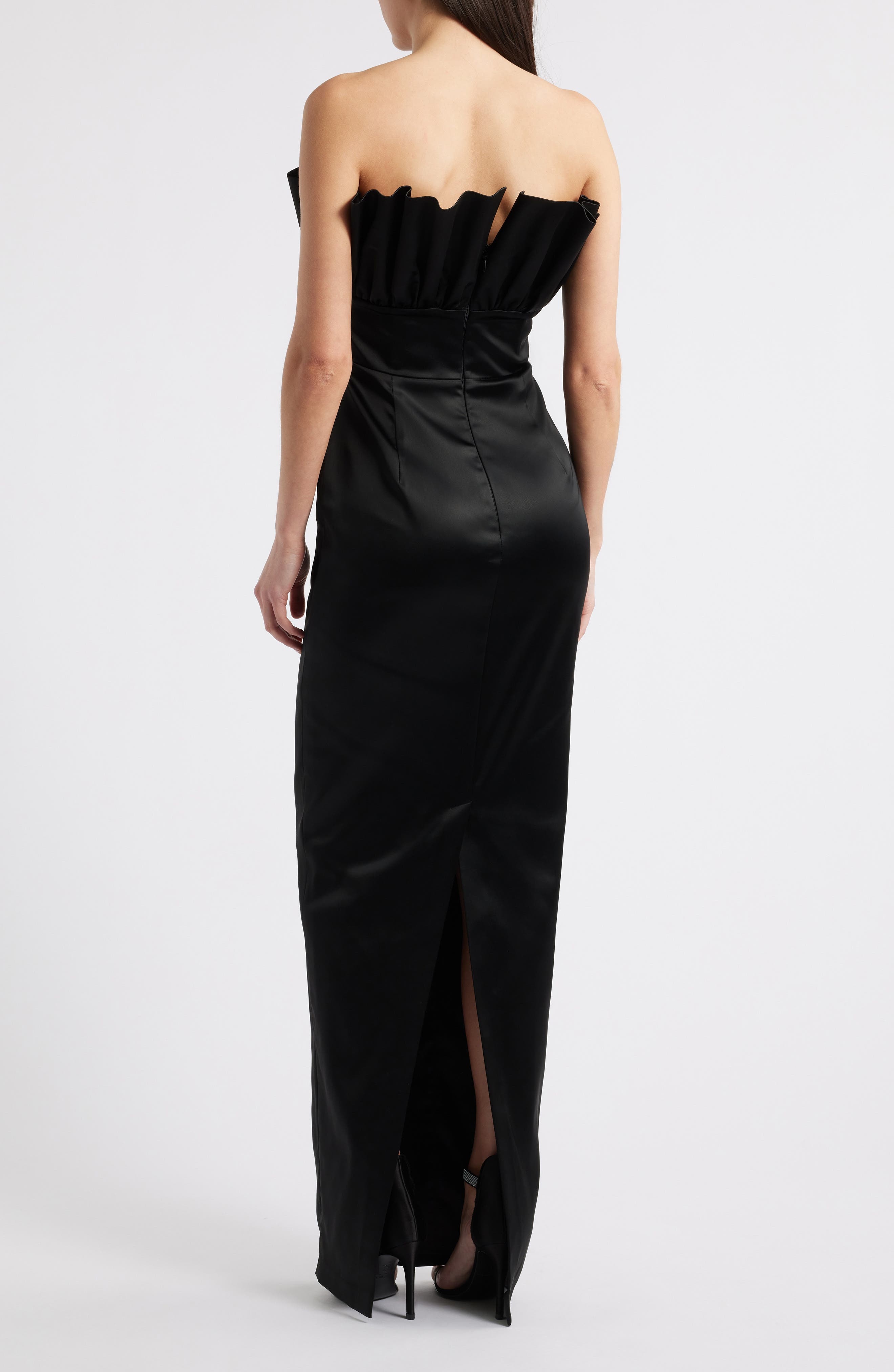 SAU LEE Noah Strapless Satin Gown in Black at Nordstrom - 2