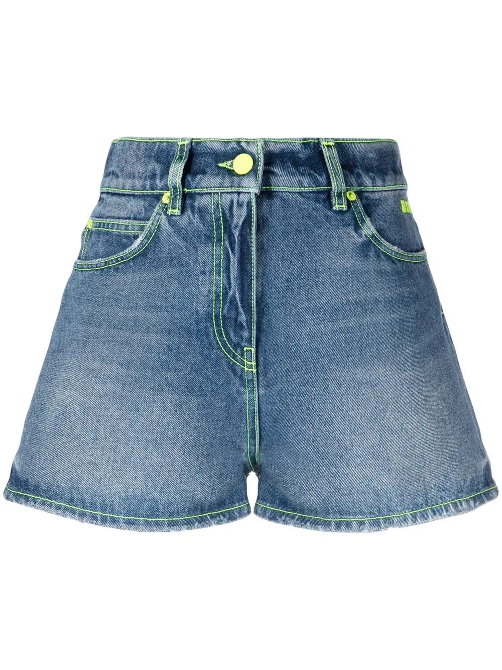 contrast-stitching denim shorts - 1