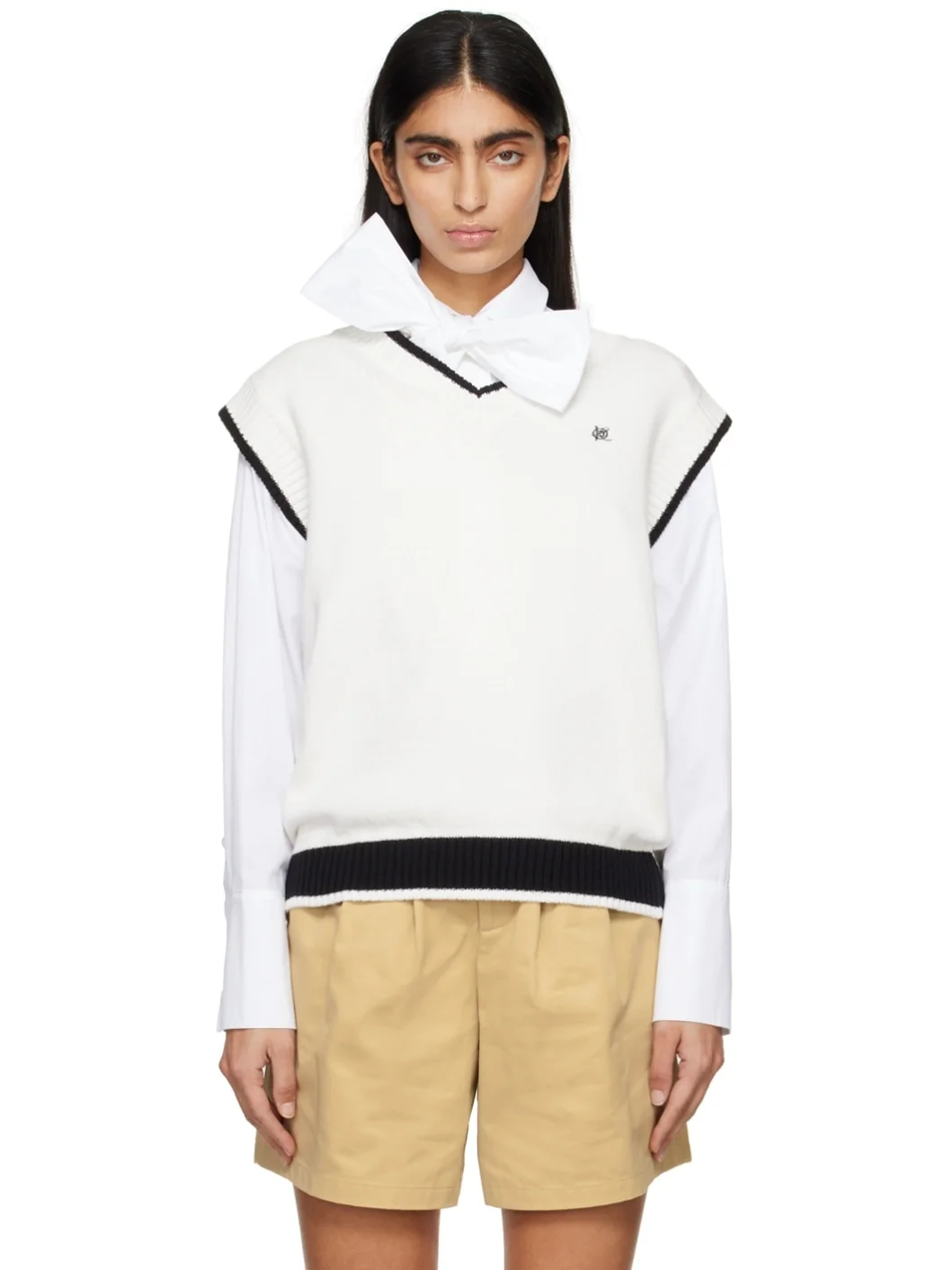 White V-Neck Vest - 1