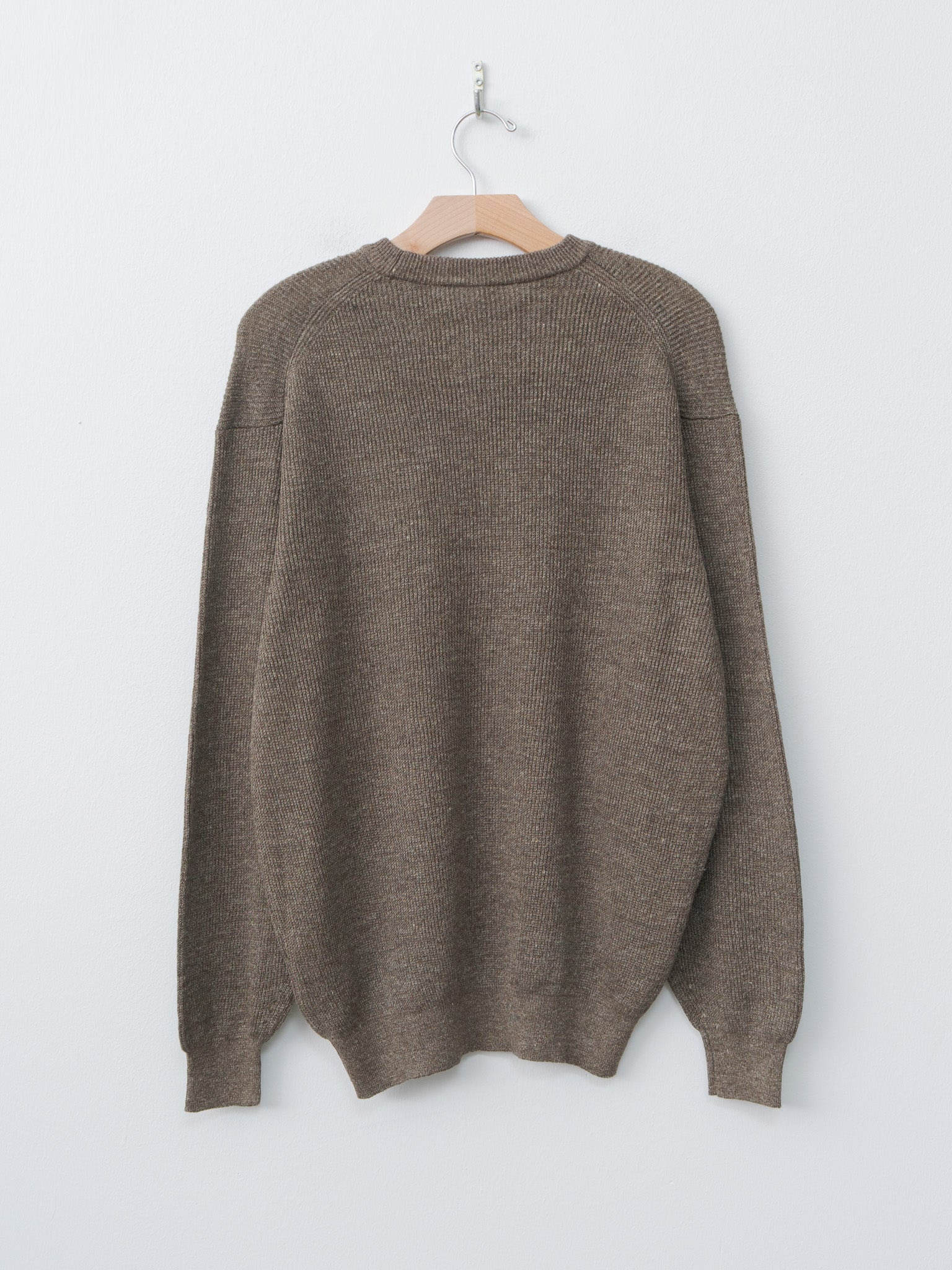 Linen/Cotton Ribstitch Crewneck Knit - Brown - 7