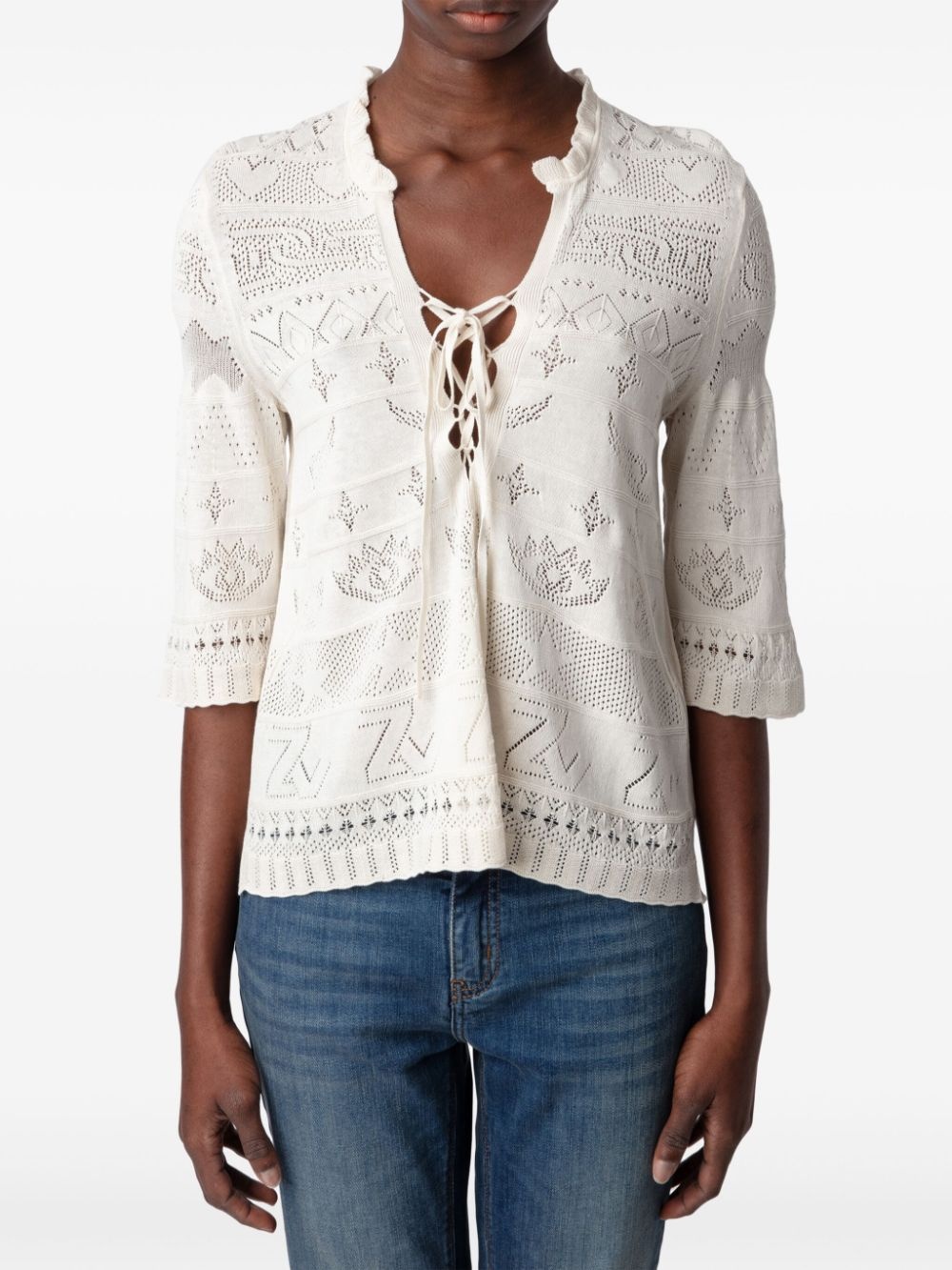 Taho openwork-knit top - 3