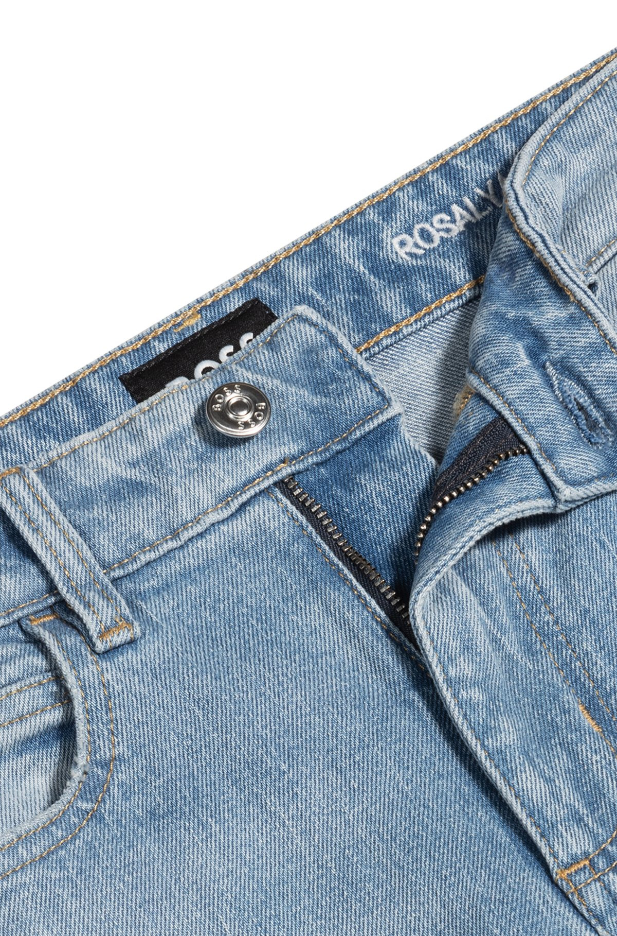 FLARED-LEG JEANS IN BLUE COMFORT-STRETCH DENIM - 6