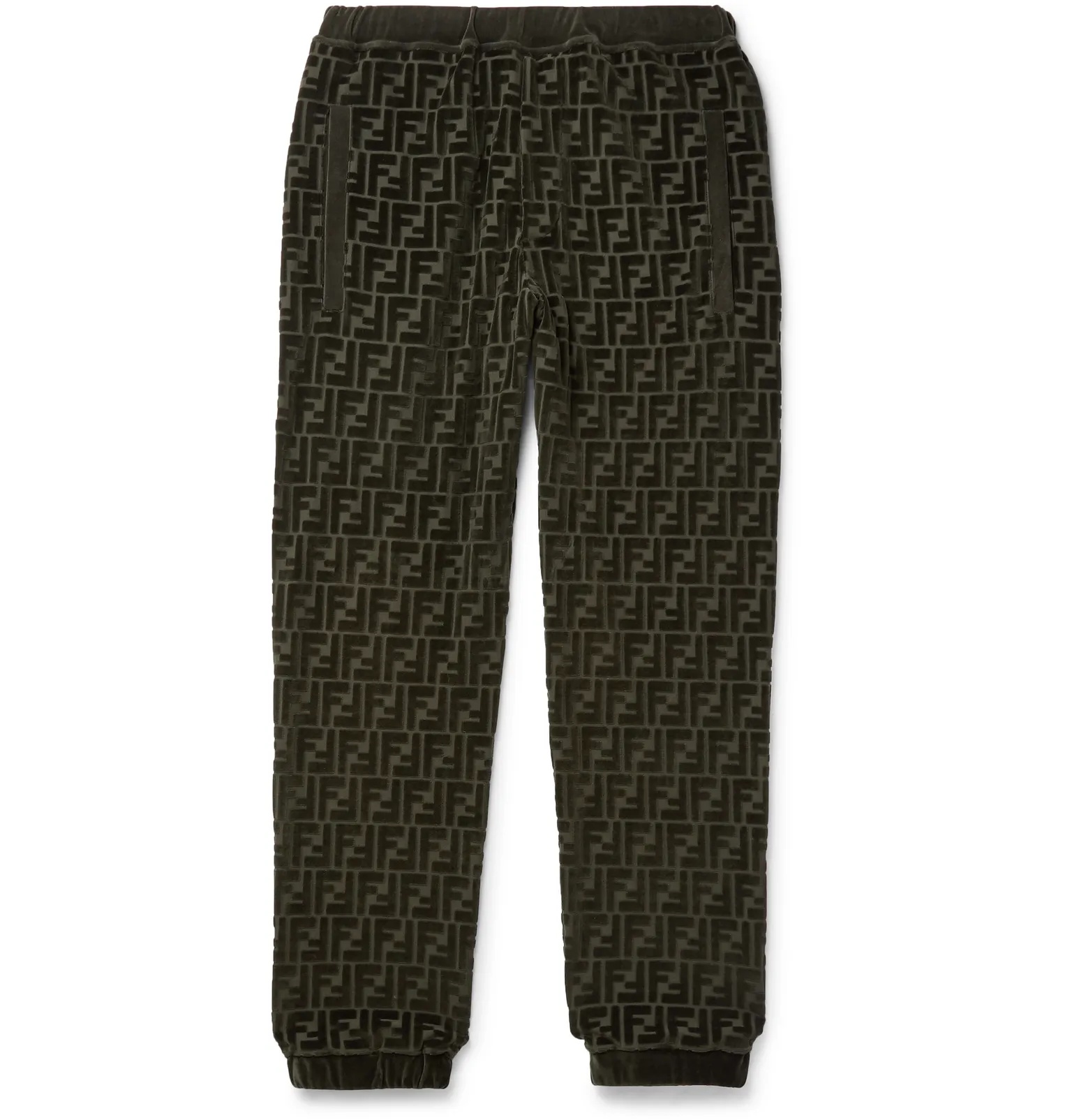 Tapered Logo-Jacquard Cotton-Blend Velour Sweatpants - 1