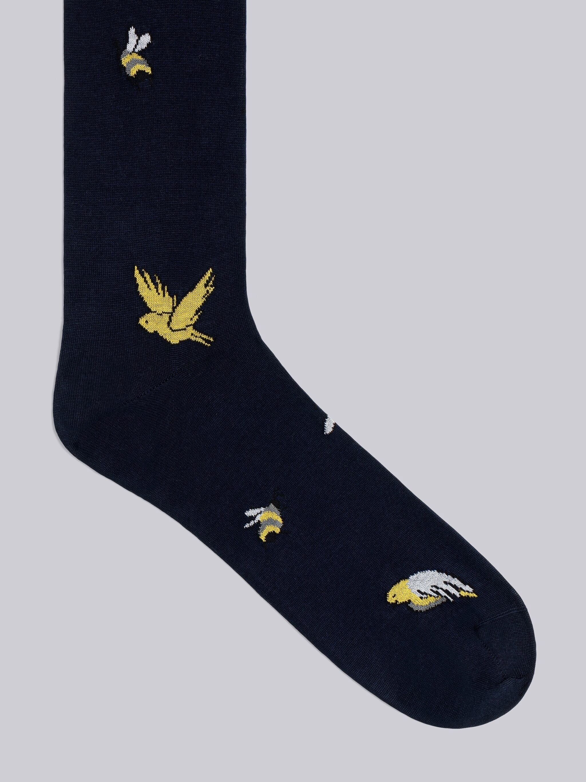 Mercerized Cotton Birds and Bees Mid Calf Socks - 2