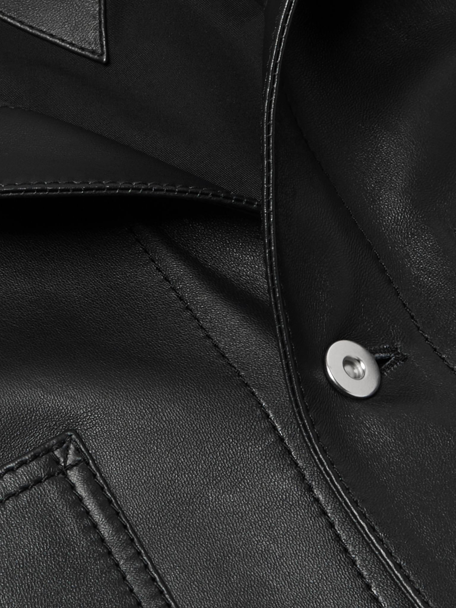 Panelled Leather Jacket Black - 4