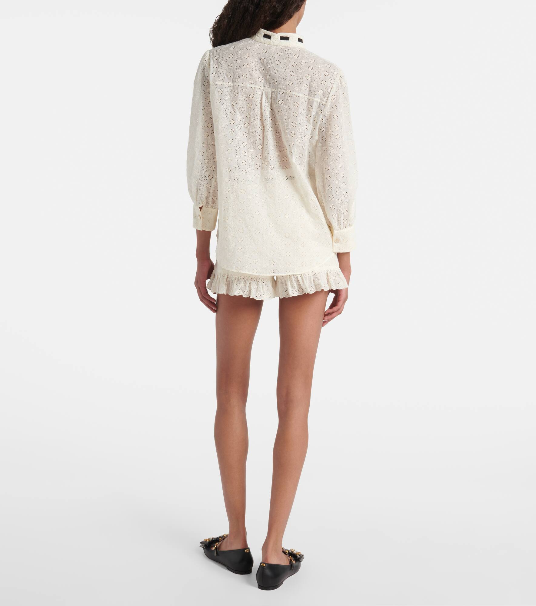 Broderie anglaise cotton poplin shirt - 3