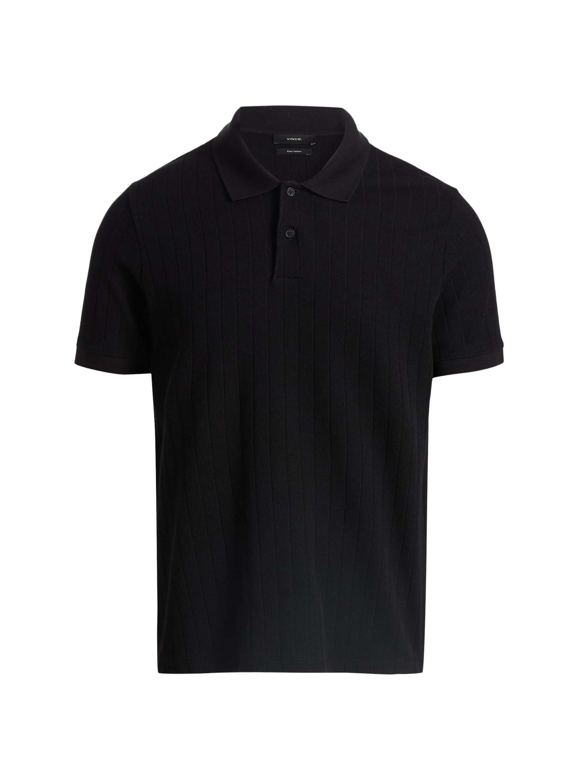 Men's Drop-Needle Striped Pima Cotton Polo Shirt - Black - 1