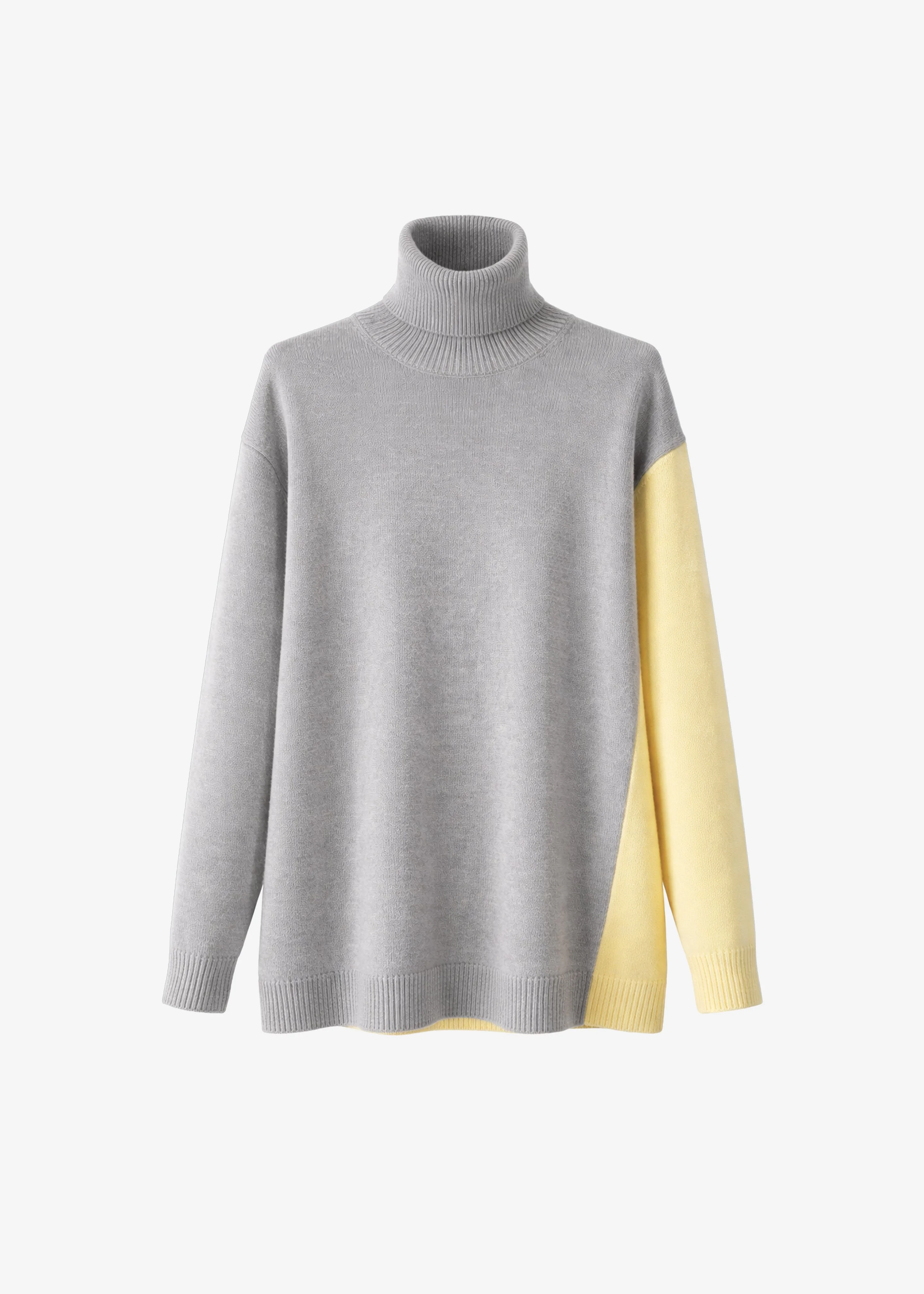 Tilda Bicolor Turtleneck Sweater Dress - Light Grey - 1