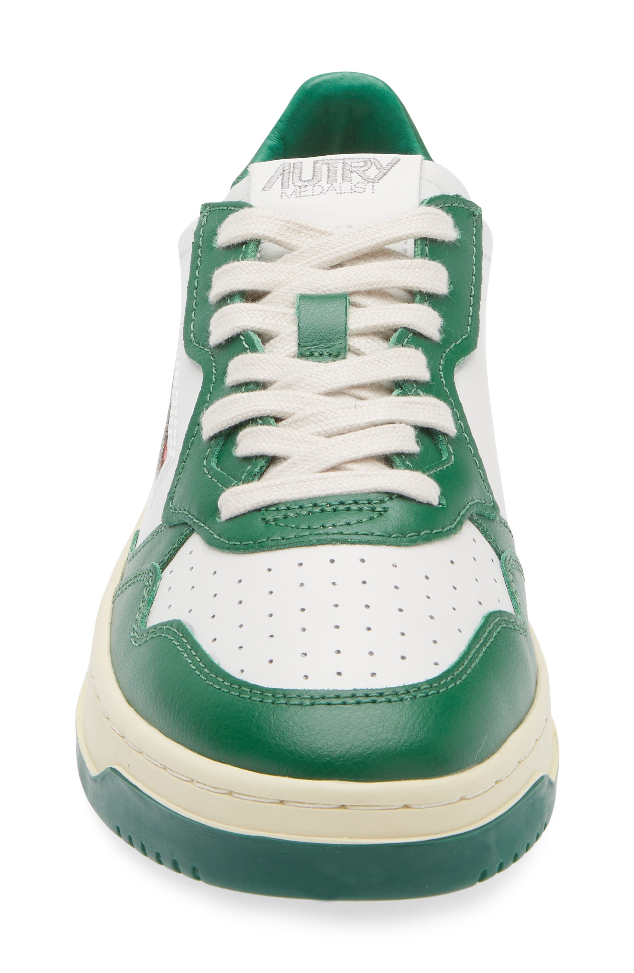 AUTRY Medalist Low Sneaker in Leat/Leat Wht/Green at Nordstrom - 4