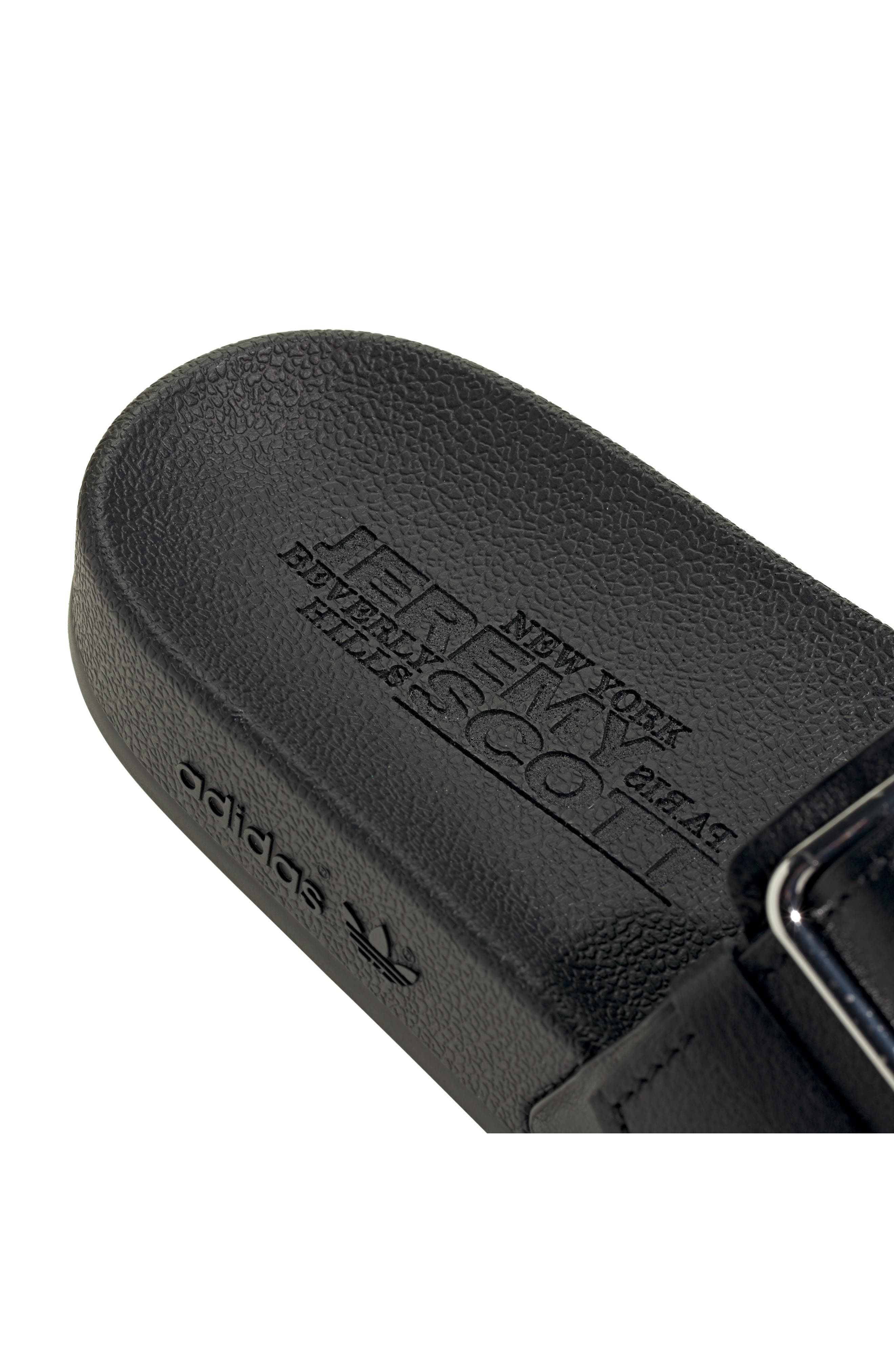 adidas Adilette Comfort Slide Sandal in Black/Black/Silver Metallic at Nordstrom - 8