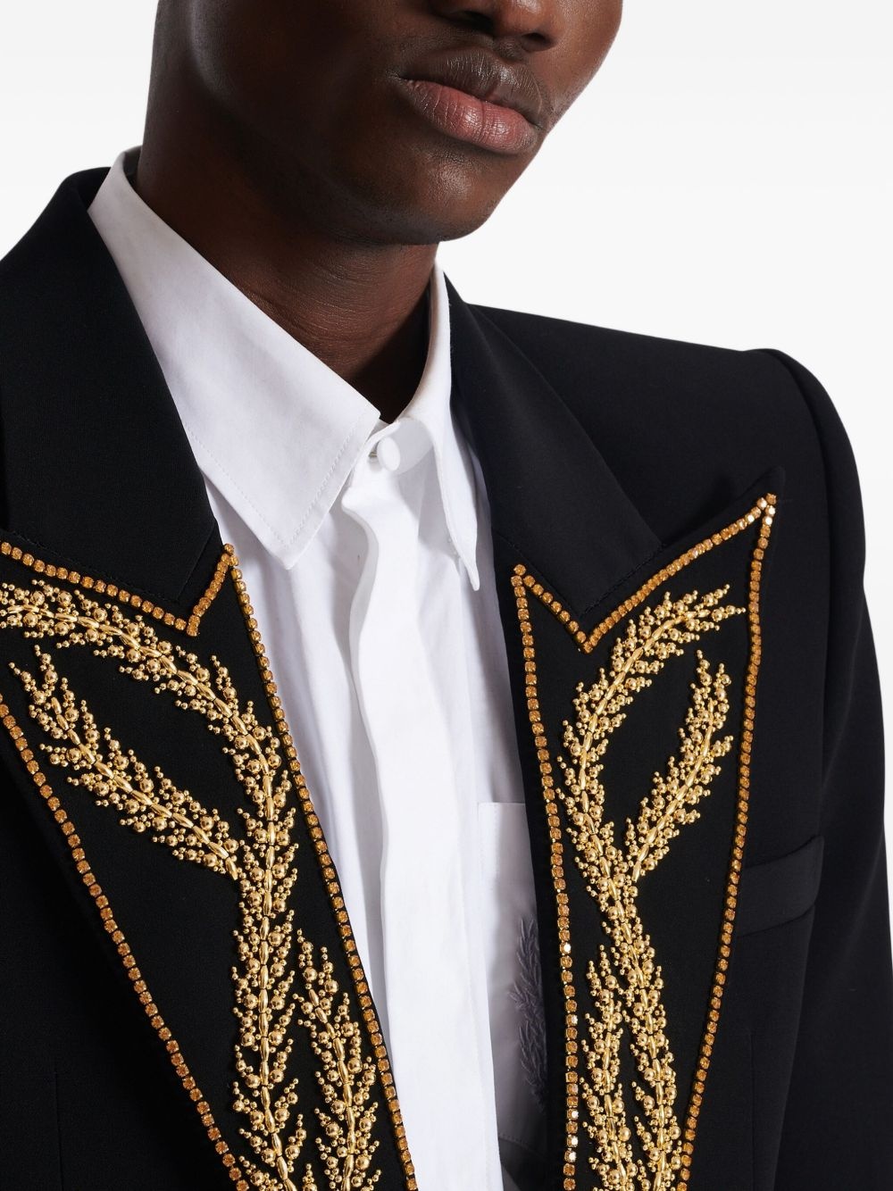 embroidered-collar blazer - 7