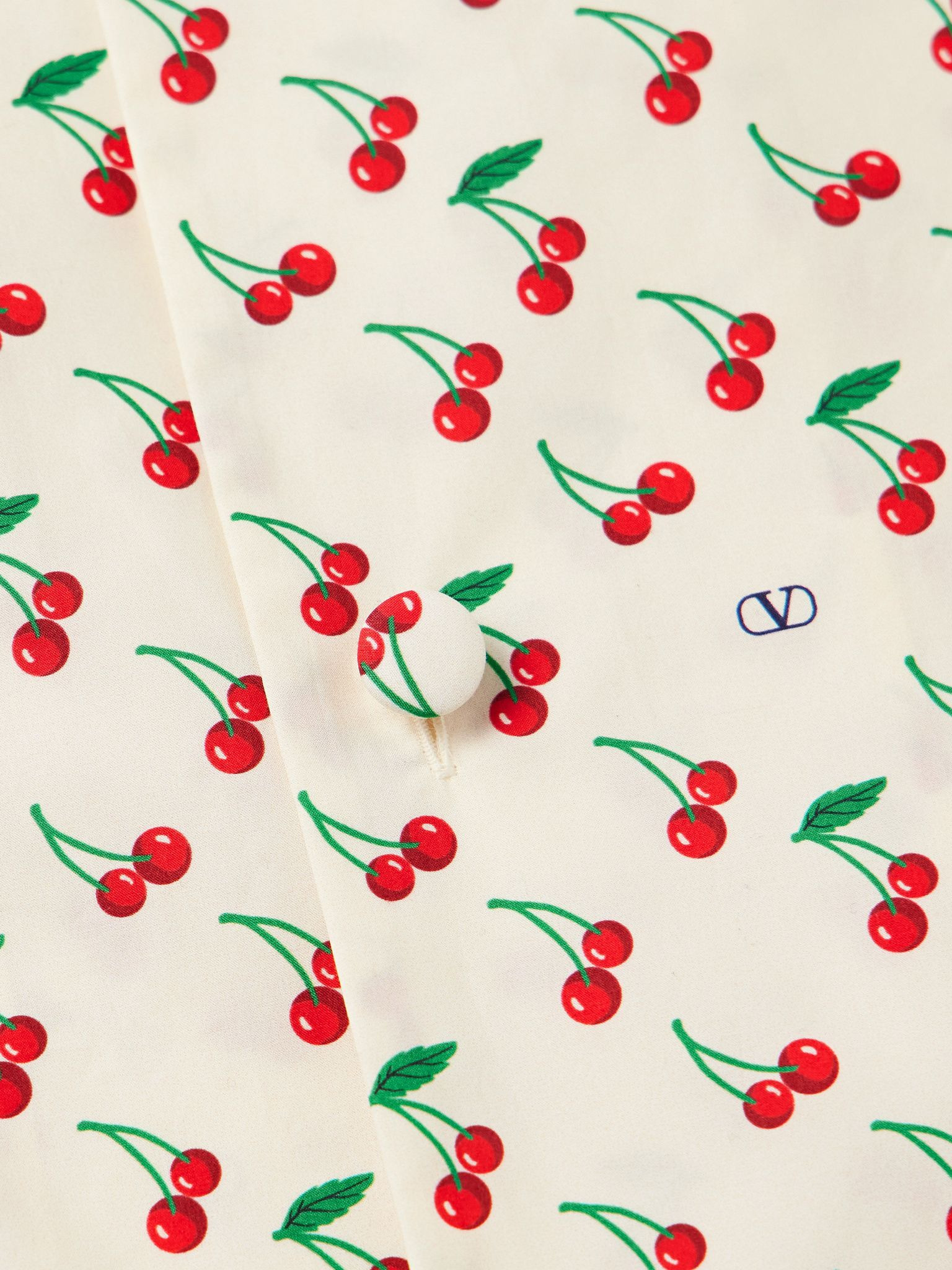 Camp-Collar Printed Cotton-Poplin Shirt Cream - 4