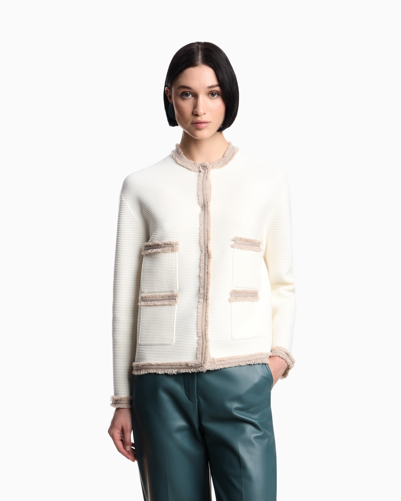 OTTOMAN FABRIC JACKET WITH FRINGE TRIMS - 4