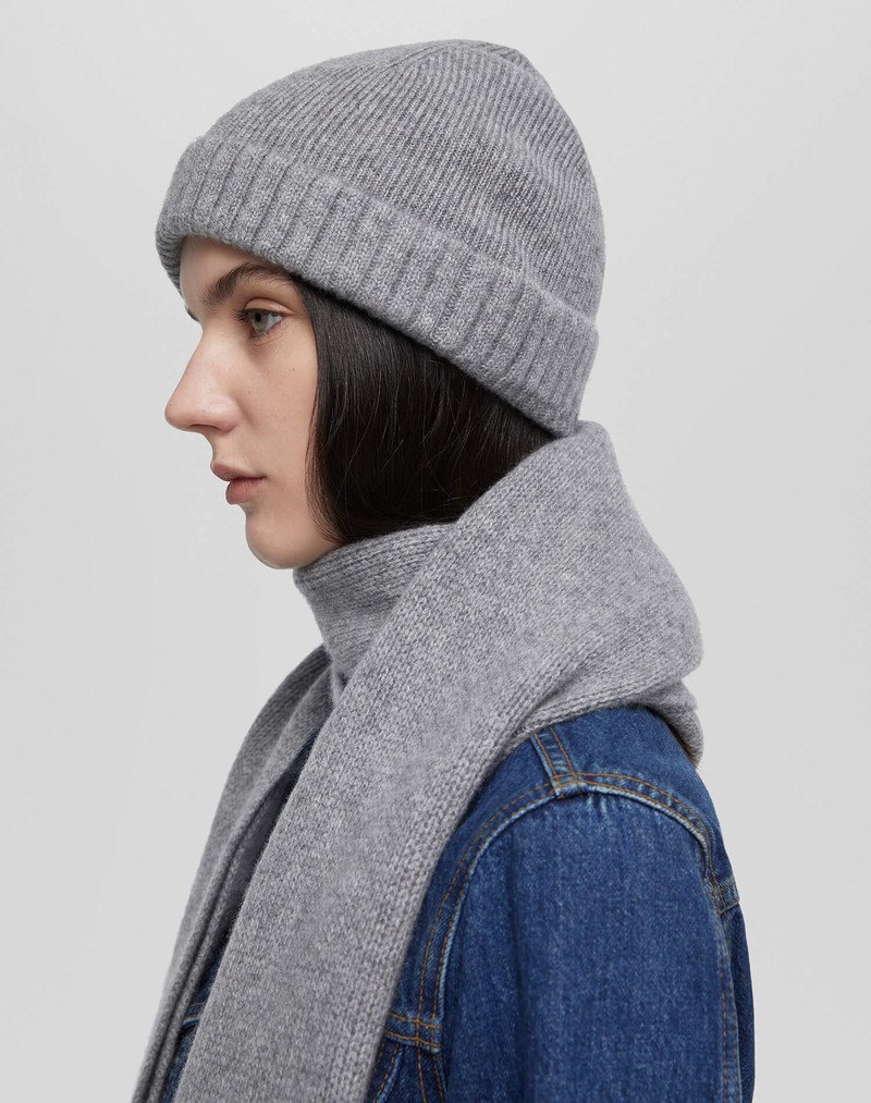 Cashmere Rib Scarf - Grey Heather 4