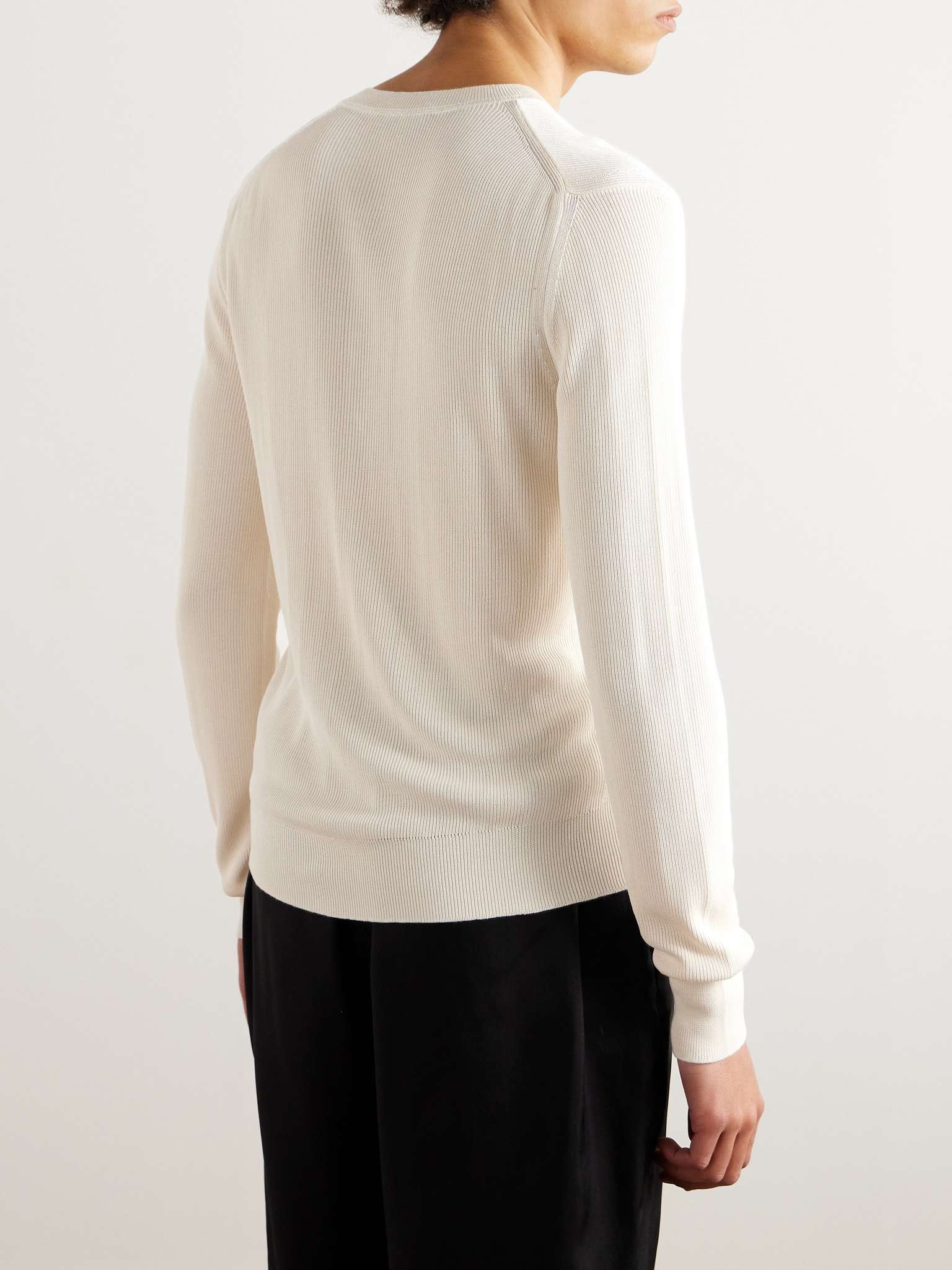 Ribbed Silk-Blend Henley Shirt - 3