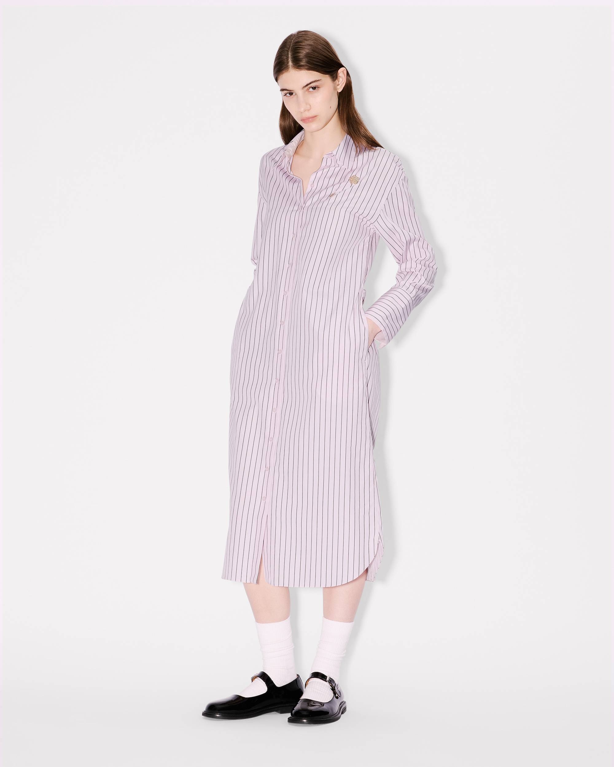 'Boke Flower' pin midi shirting dress in cotton poplin - 3