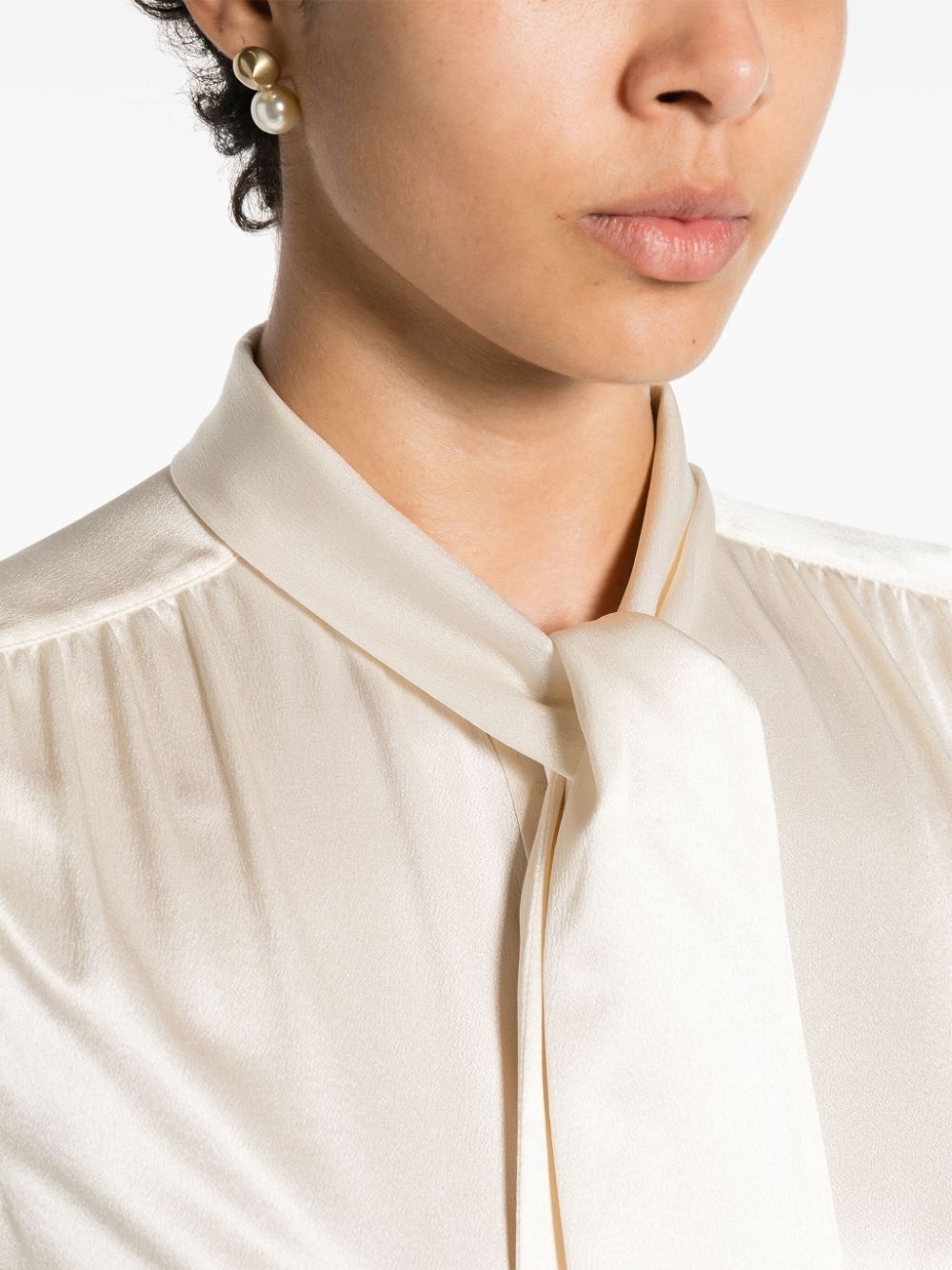 lavalliÃ¨re-neck silk-satin blouse - 5